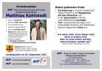 Wahlflyer Matthias Kohlstedt für die Landtagswahl MV 2011, Direktkandidatur Güstrow I: Teterow, Laage, Ämter Gnoien, Mecklenburgische Schweiz, Krakow am See